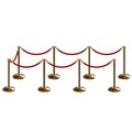 Montour Line Stanchion Post and Rope Kit Sat.Brass, 8 Flat Top 7 Red Rope C-Kit-8-SB-FL-7-ER-RD-PB